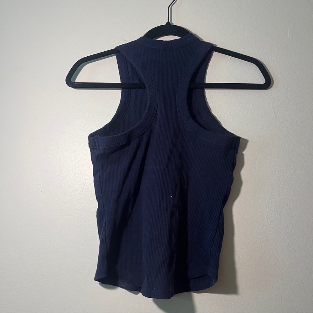 Navy Blue Ribbed Tank Top - Picture 2 of 4
